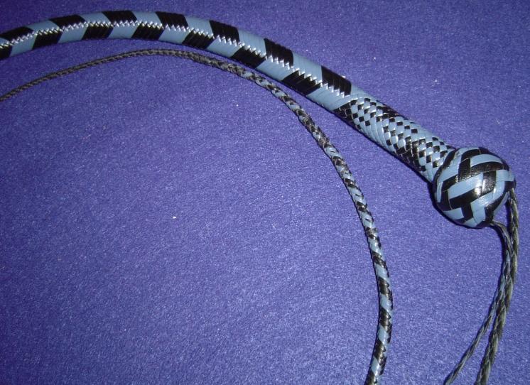 4ft Blue and Black 20 plait Signal with Box Pattern Knot B.jpg
